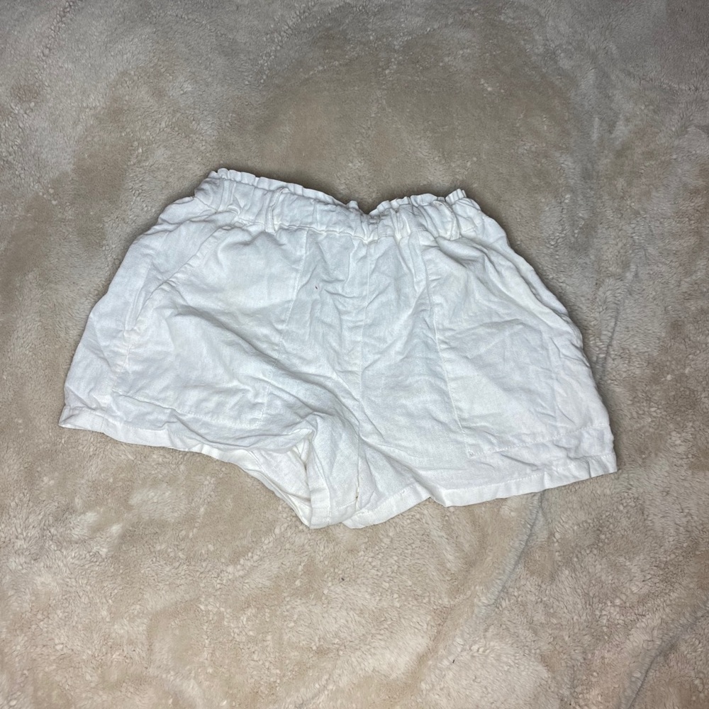 White Fabric Shorts